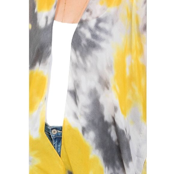 TIE DYE TWO TONE OPEN FRONT KIMONO - ONE SIZE - Picture 6 of 9